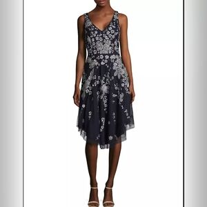 Aidan Mattox beaded floral cocktail dress sz 14